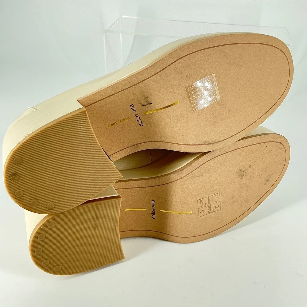 Dolce Vita Size 8.5 Ivory Leather Platform‎ Penny Loafers NEW Chunky Yanni $150